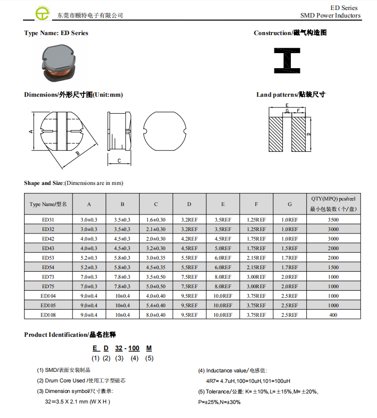 貼片功率電感pcb封裝